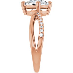 18K Rose Gold 8.54x6.44 mm Elongated Cushion Ring Mounting – image 7