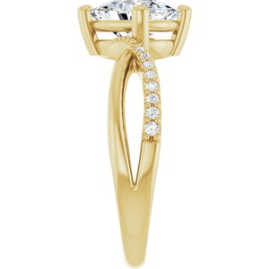 14K Yellow Gold 8.54x6.44 mm Elongated Cushion Ring Mounting – image 7
