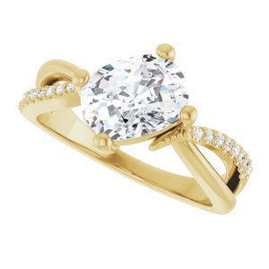 18K Yellow Gold 8.54x6.44 mm Elongated Cushion Ring Mounting – image 8