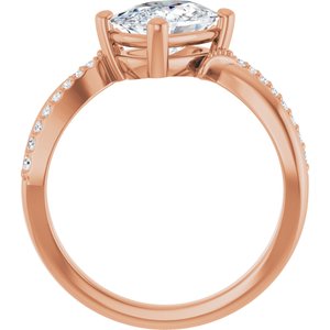 18K Rose Gold 8.54x6.44 mm Elongated Cushion Ring Mounting – image 3