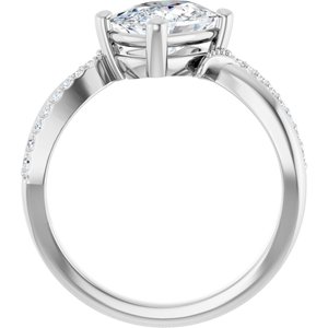 14K White Gold 8.54x6.44 mm Elongated Cushion Ring Mounting – image 3