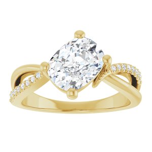 18K Yellow Gold 8.54x6.44 mm Elongated Cushion Ring Mounting – image 5