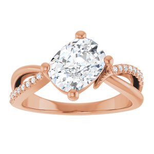 18K Rose Gold 8.54x6.44 mm Elongated Cushion Ring Mounting – image 5