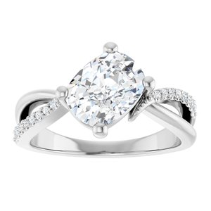10K White Gold 8.54x6.44 mm Elongated Cushion Ring Mounting – image 5