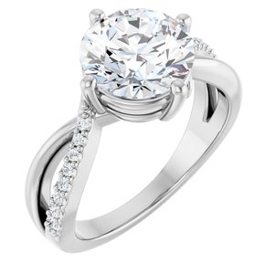14K X1 White Gold 8.8 mm Round Ring Mounting