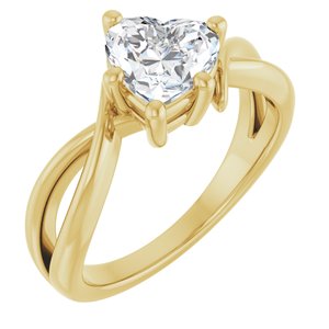 14K Yellow Gold 7x7 mm Heart Ring Mounting