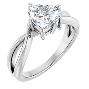 Platinum 7x7 mm Heart Ring Mounting