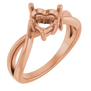 18K Rose Gold 7x7 mm Heart Ring Mounting – image 2