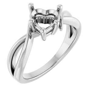 14K White Gold 7x7 mm Heart Ring Mounting – image 2