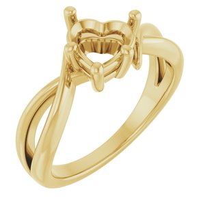 18K Yellow Gold 7x7 mm Heart Ring Mounting – image 2