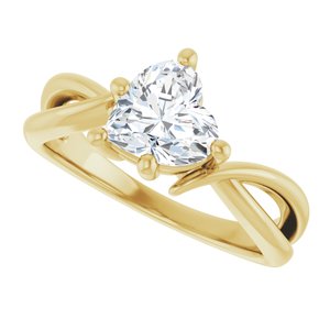 10K Yellow Gold 7x7 mm Heart Ring Mounting – image 8