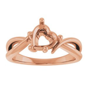 10K Rose Gold 7x7 mm Heart Ring Mounting – image 6