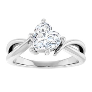 14K White Gold 7x7 mm Heart Ring Mounting – image 5