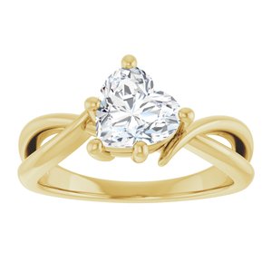 14K Yellow Gold 7x7 mm Heart Ring Mounting – image 5