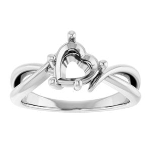 10K White Gold 7x7 mm Heart Ring Mounting – image 6