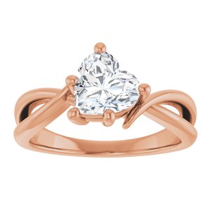 10K Rose Gold 7x7 mm Heart Ring Mounting – image 5