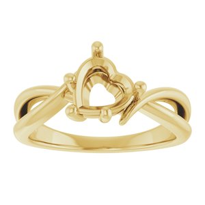 10K Yellow Gold 7x7 mm Heart Ring Mounting – image 6