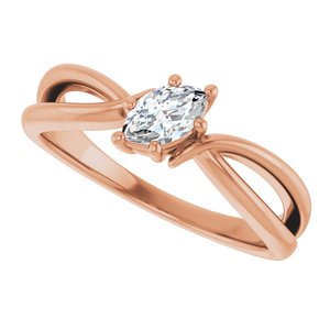10K Rose Gold 6x3.5 mm Marquise Ring Mounting – image 8