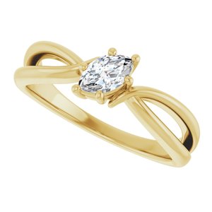 18K Yellow Gold 6x3.5 mm Marquise Ring Mounting – image 8
