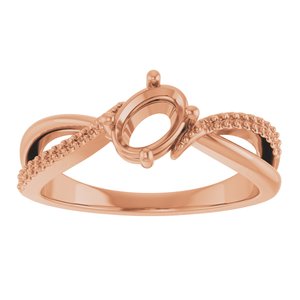 10K Rose Gold 6.5x4.5 mm Oval Ring Mounting – image 6