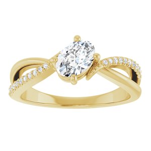 18K Yellow Gold 6.5x4.5 mm Oval Ring Mounting – image 5