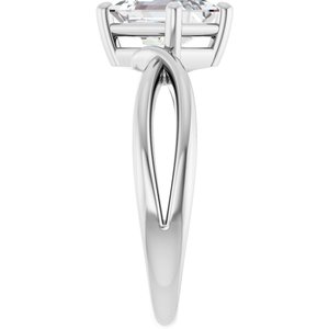 10K White Gold 7.5x5.5 mm Emerald Ring Mounting – image 7
