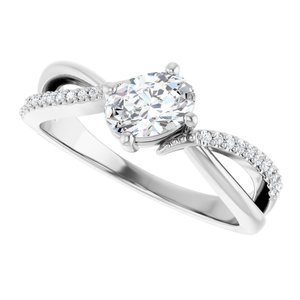 10K White Gold 6.5x4.5 mm Oval Ring Mounting – image 8