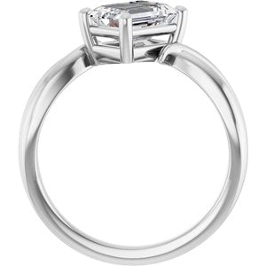 18K White Gold 7.5x5.5 mm Emerald Ring Mounting – image 3