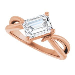 14K Rose Gold 7.5x5.5 mm Emerald Ring Mounting – image 8