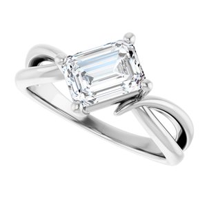 Continuum Sterling Silver 7.5x5.5 mm Emerald Ring Mounting – image 8