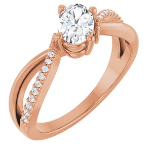18K Rose Gold 6.5x4.5 mm Oval Ring Mounting