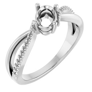 14K X1 White Gold 6.5x4.5 mm Oval Ring Mounting – image 2