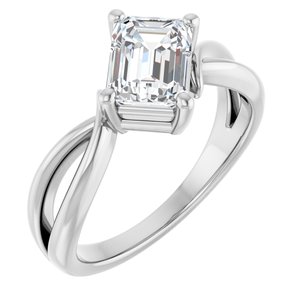 18K White Gold 7.5x5.5 mm Emerald Ring Mounting