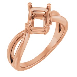 14K Rose Gold 7.5x5.5 mm Emerald Ring Mounting – image 2