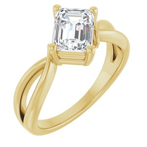 14K Yellow Gold 7.5x5.5 mm Emerald Ring Mounting