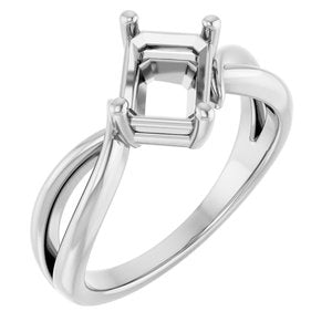 10K White Gold 7.5x5.5 mm Emerald Ring Mounting – image 2