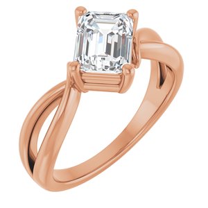 14K Rose Gold 7.5x5.5 mm Emerald Ring Mounting