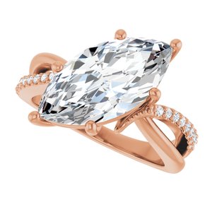 14K Rose Gold 16x8 mm Marquise Ring Mounting – image 8