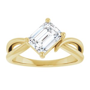 10K Yellow Gold 7.5x5.5 mm Emerald Ring Mounting – image 5