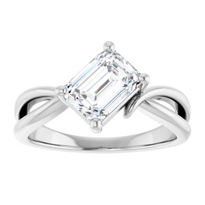 Sterling Silver 7.5x5.5 mm Emerald Ring Mounting – image 5