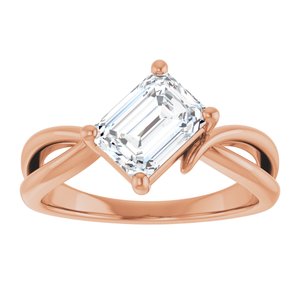 18K Rose Gold 7.5x5.5 mm Emerald Ring Mounting – image 5