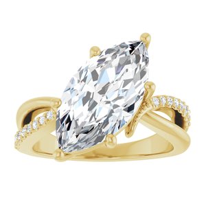 14K Yellow Gold 16x8 mm Marquise Ring Mounting – image 5