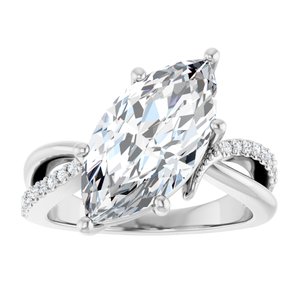 14K X1 White Gold 16x8 mm Marquise Ring Mounting – image 5