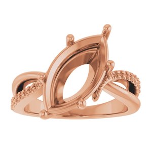 14K Rose Gold 16x8 mm Marquise Ring Mounting – image 6
