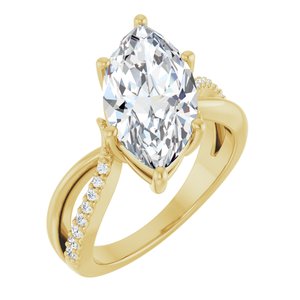 14K Yellow Gold 16x8 mm Marquise Ring Mounting