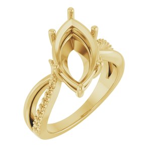 10K Yellow Gold 16x8 mm Marquise Ring Mounting – image 2