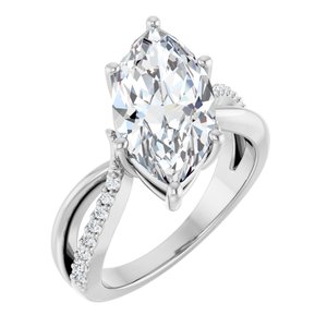 14K White Gold 16x8 mm Marquise Ring Mounting
