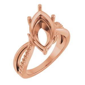 14K Rose Gold 16x8 mm Marquise Ring Mounting – image 2