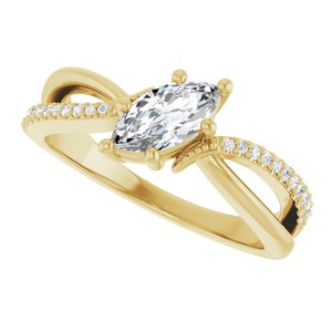 14K Yellow Gold 8x4 mm Marquise Ring Mounting – image 8