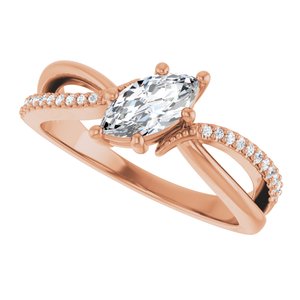 18K Rose Gold 8x4 mm Marquise Ring Mounting – image 8